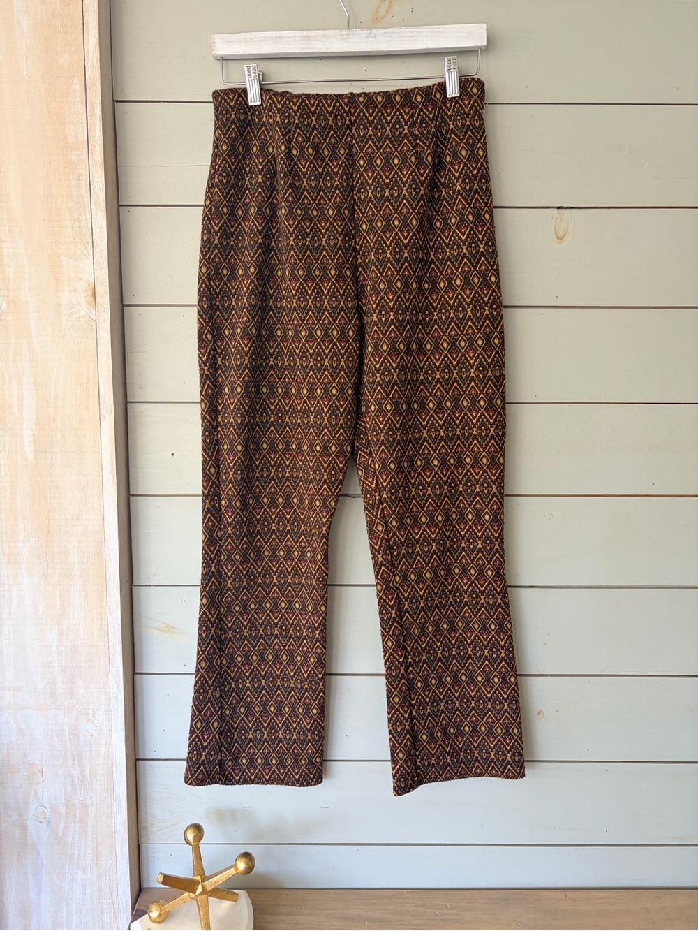 Women's Brown Patterned Stretch Knit Pants